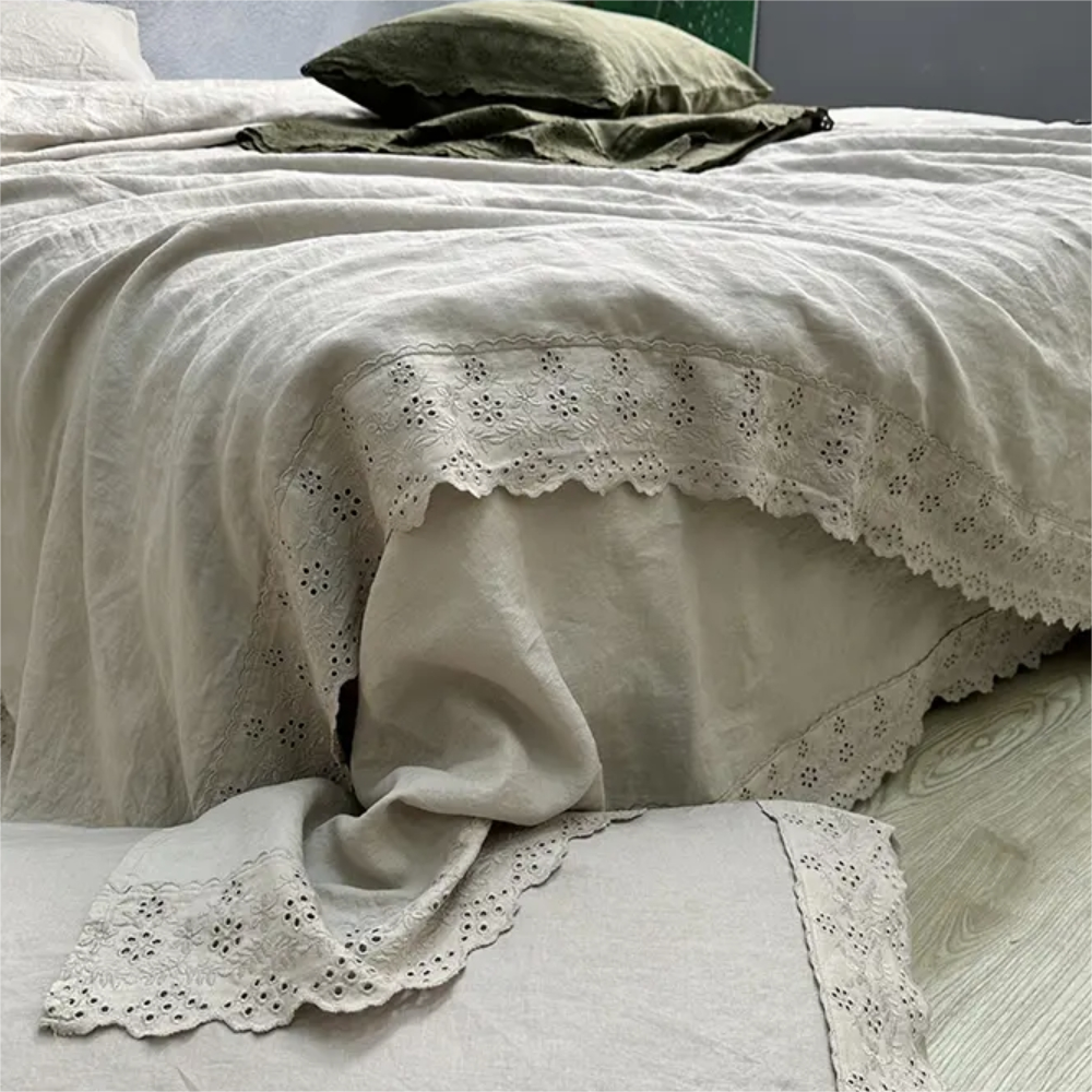 Pure Linen Lace Four-Piece Bedding Set