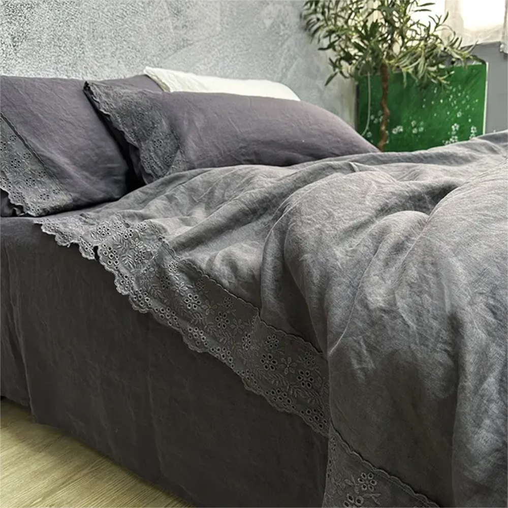 Pure Linen Lace Four-Piece Bedding Set