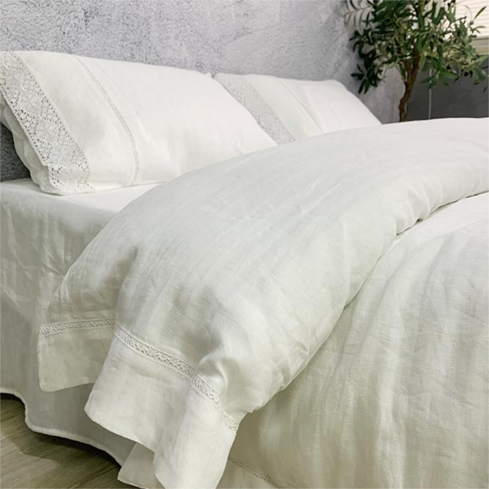 Natural White Pure Linen Four-Piece Bedding Set