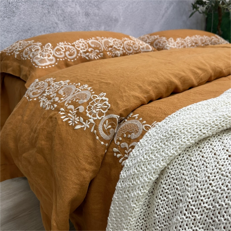 Modern Floral Pure Linen Four-Piece Bedding Set