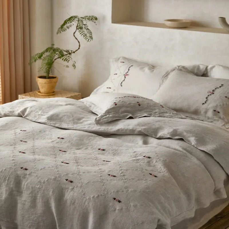 Natural Lace Linen Bedding Set