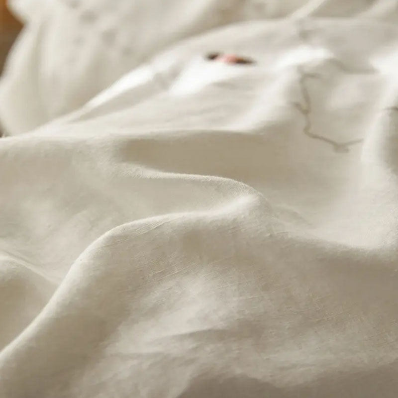 Natural Lace Linen Bedding Set