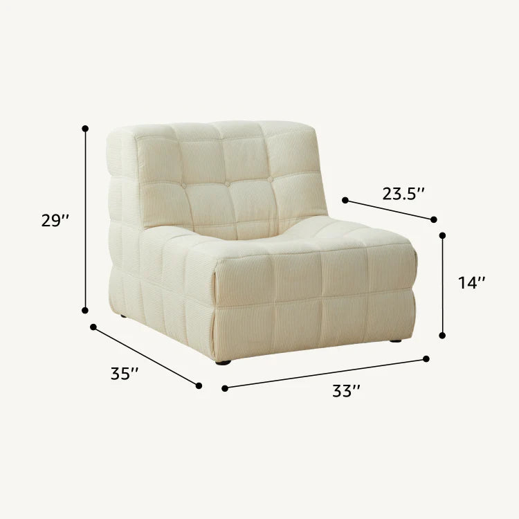 Beige Corduroy Fabric Full Foam Accent Chair