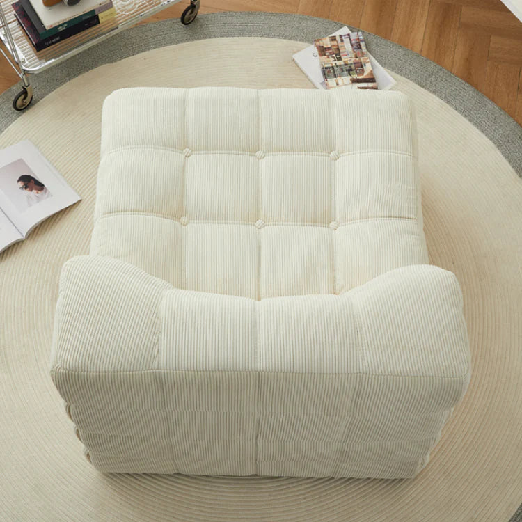 Beige Corduroy Fabric Full Foam Accent Chair