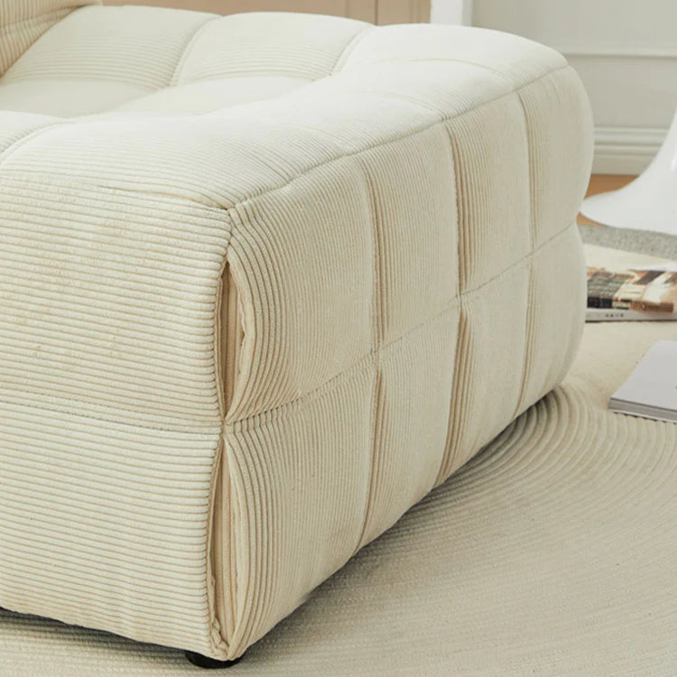 Beige Corduroy Fabric Full Foam Accent Chair