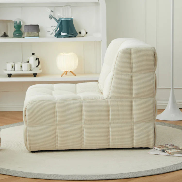 Beige Corduroy Fabric Full Foam Accent Chair