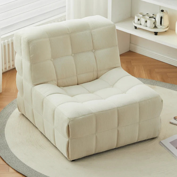 Beige Corduroy Fabric Full Foam Accent Chair