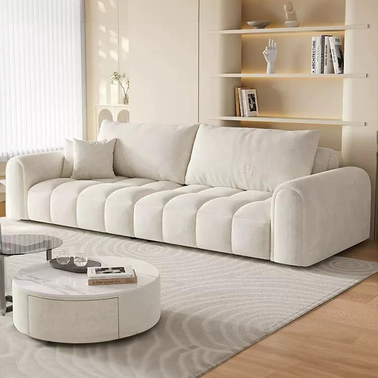 White Channeled Full Foam Tufted Sofa