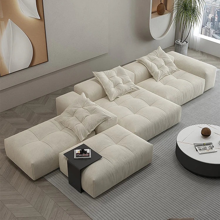 Cream Sanded Suede Full Foam Oversized Modular Sectional