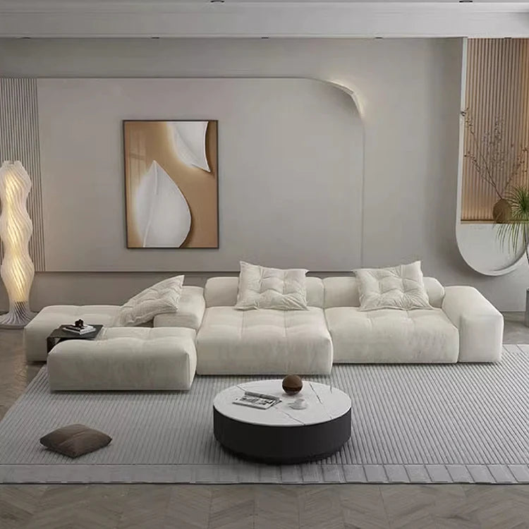 Cream Sanded Suede Full Foam Oversized Modular Sectional