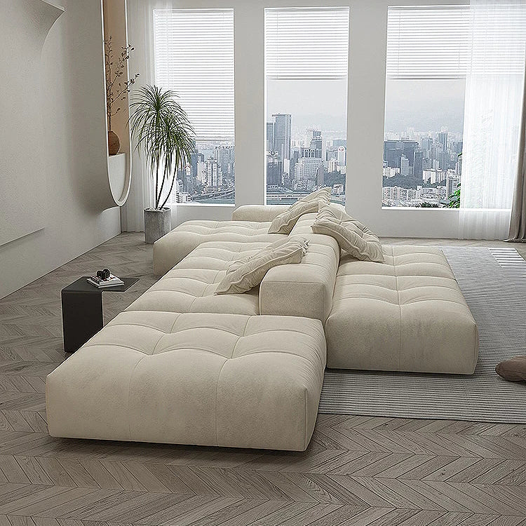 Cream Sanded Suede Full Foam Oversized Modular Sectional