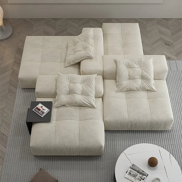 Cream Sanded Suede Full Foam Oversized Modular Sectional