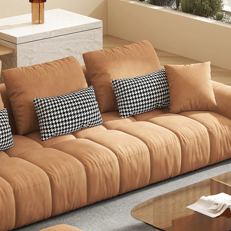 Brown Tufted Sanded Suede Full Foam Modular Sectional