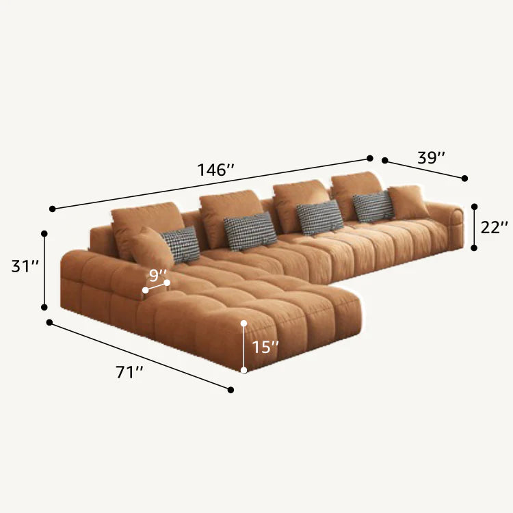 Brown Tufted Sanded Suede Full Foam Modular Sectional