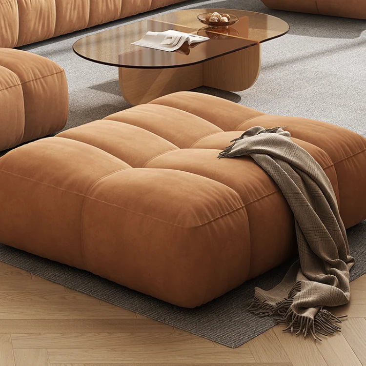 Brown Tufted Sanded Suede Full Foam Modular Sectional