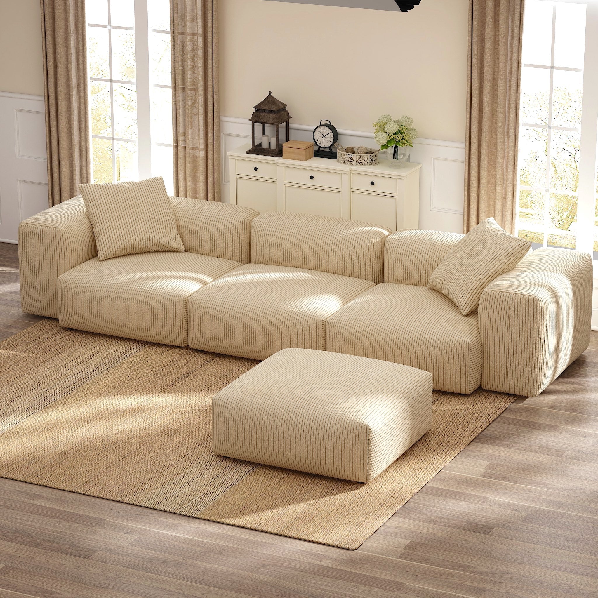 Cloud Sofa All-Foam Corduroy Fabric Sofa