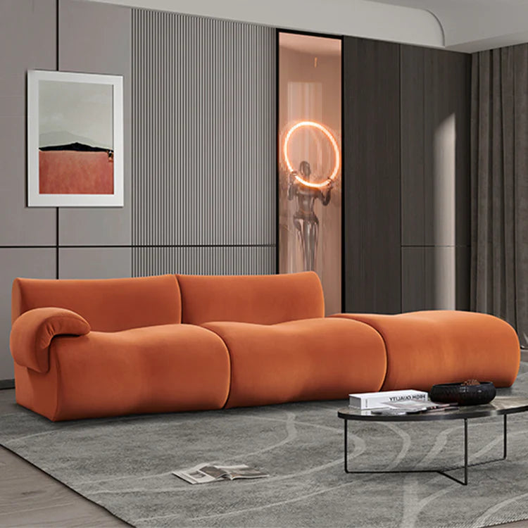 Orange Suede Full Foam Sectional Sofa