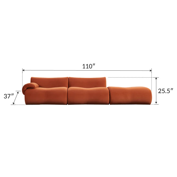 Orange Suede Full Foam Sectional Sofa