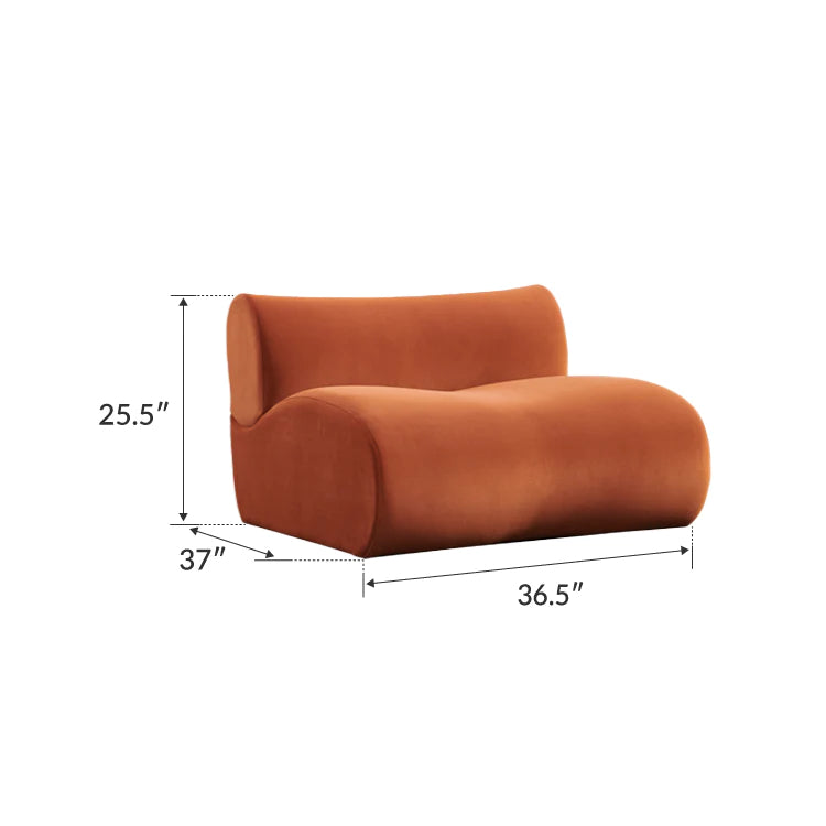 Orange Suede Full Foam Sectional Sofa