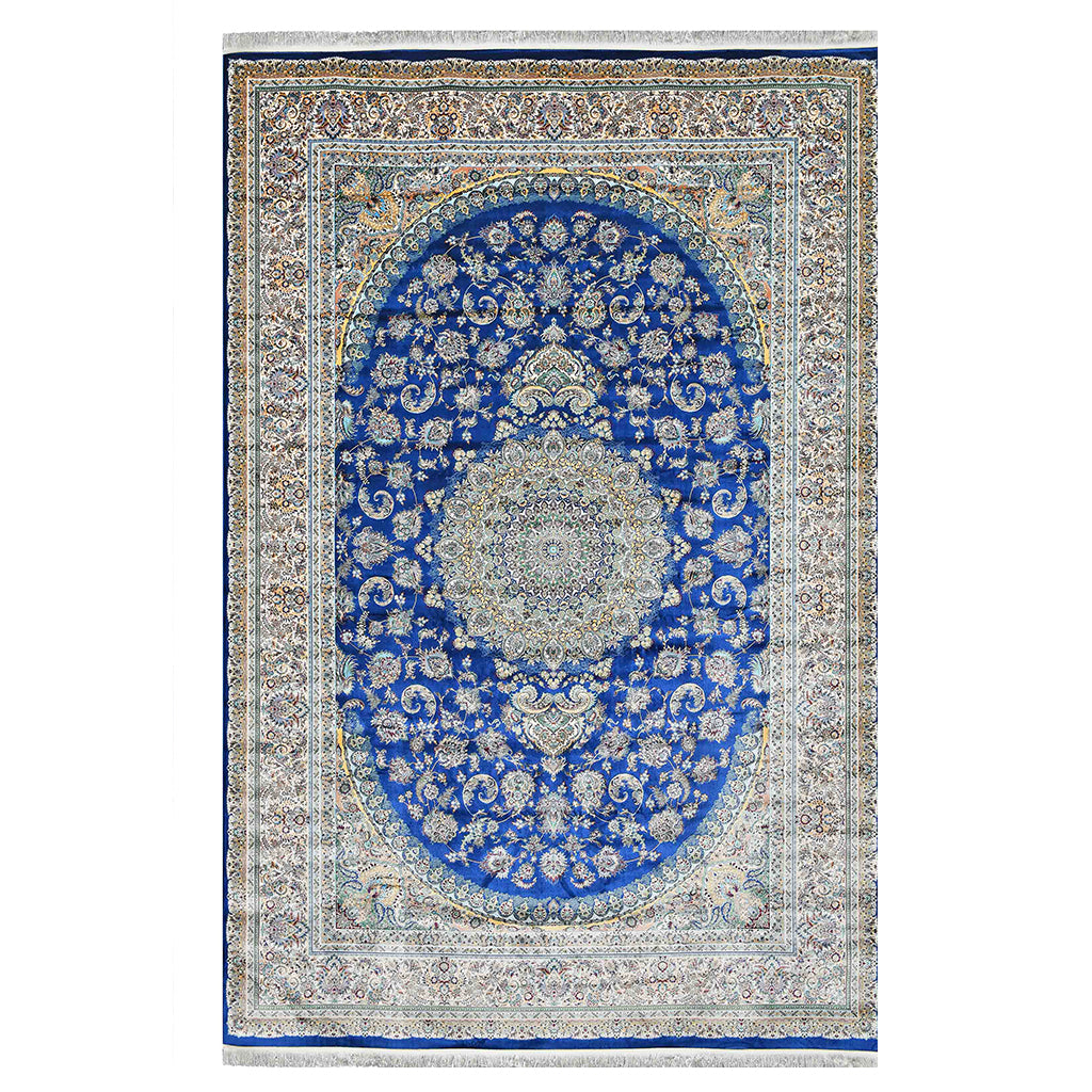 Silky Radiance of Modal Silk Crown Sapphire Rug